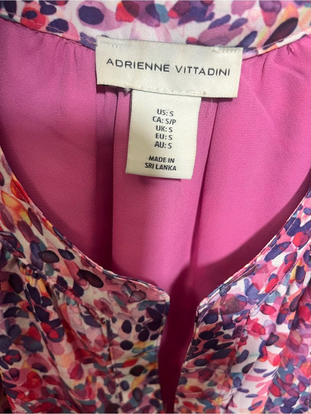 Adrienne Vittadini Pink Multi-Print Halter V-Neck Tank